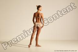 Underwear Gymnastic poses Woman White Moving poses Slim long blond Dynamic poses Academic